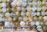 LSBS240 15 inches 14mm round yellow gum flower crystal beads wholesale