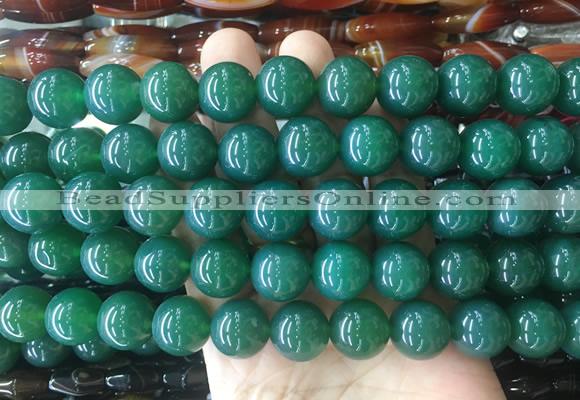 LSBS296 15 inches 14mm round green agate gemstone beads wholesale