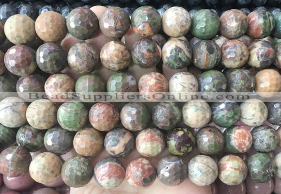 LSBS313 15 inches 16mm faceted round ocean agate gemstone beads wholesale
