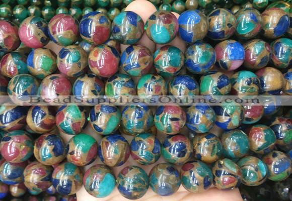 LSBS351 15 inches 14mm round gold color stone beads wholesale