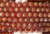 LSBS363 15 inches 14mm faceted round red agate gemstone beads wholesale