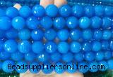 LSBS366 15 inches 14mm faceted round blue agate gemstone beads wholesale