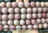 LSBS369 15 inches 16mm faceted round pink wooden jasper beads wholesale