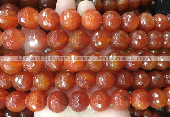 LSBS371 15 inches 16mm faceted round red agate gemstone beads wholesale