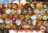 LSBS393 15 inches 14mm faceted round dragon veins agate gemstone beads wholesale