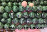 LSBS411 15 inches 18mm faceted round ruby zoisite gemstone beads wholesale