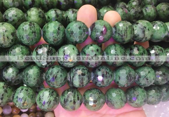 LSBS411 15 inches 18mm faceted round ruby zoisite gemstone beads wholesale