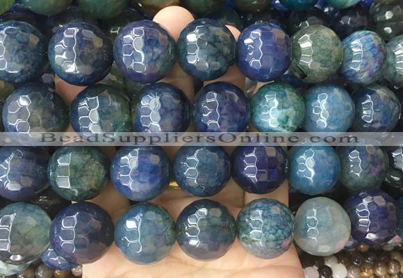 LSBS474 15 inches 20mm faceted round agate gemstone beads wholesale