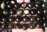 LSBS66 15 inches 16mm round golden obsidian gemstone beads wholesale