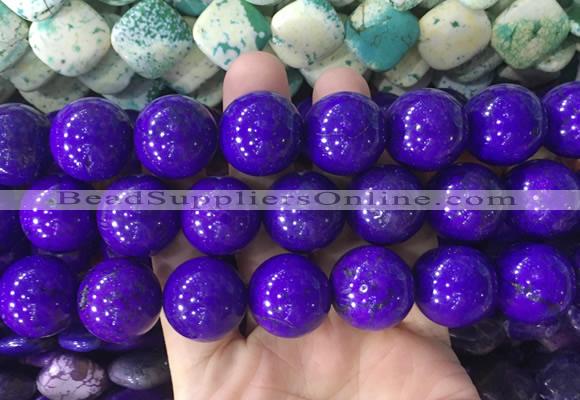 LSBS664 15 inches 20mm round howlite turquoise gemstone beads wholesale