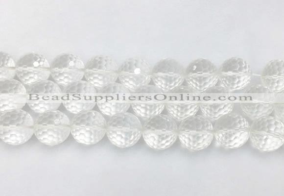 LSBS69 15 inches 16mm faceted round white crystal beads wholesale