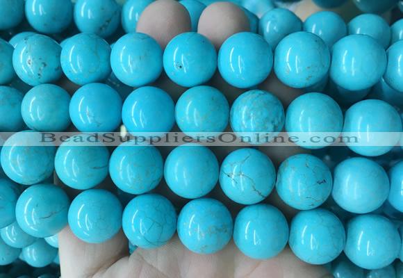 LSBS691 15 inches 16mm round howlite turquoise gemstone beads wholesale