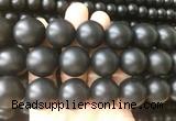LSBS705 15 inches 20mm round matte black agate gemstone beads wholesale