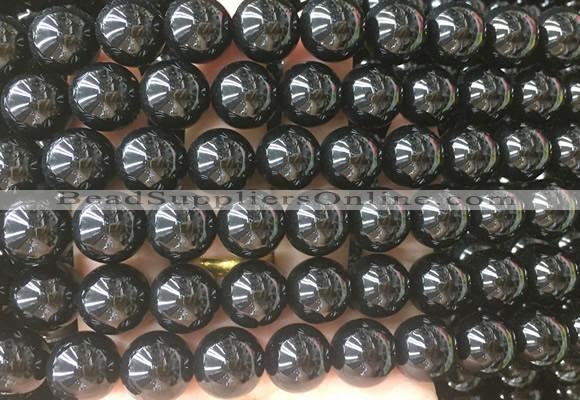 LSBS706 15 inches 14mm round black agate gemstone beads wholesale
