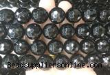 LSBS716 15 inches 18mm faceted round black agate gemstone beads wholesale