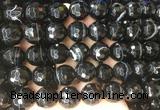 LSBS719 15 inches 16mm faceted round banded black agate gemstone beads wholesale