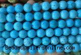 LSBS731 15 inches 14mm round howlite turquoise gemstone beads wholesale