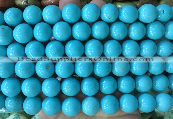 LSBS732 15 inches 14mm round howlite turquoise gemstone beads wholesale