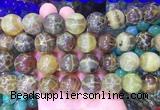 LSBS77 15 inches 16mm round yellow dragon veins agate beads wholesale