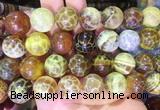 LSBS78 15 inches 18mm round yellow dragon veins agate beads wholesale