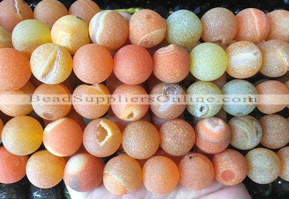 LSBS898 15 inches 16mm round druzy agate gemstone beads wholesale