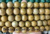 LSBS915 15 inches 16mm round yellow wooden jasper gemstone beads wholesale