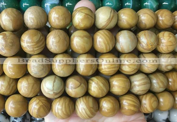 LSBS915 15 inches 16mm round yellow wooden jasper gemstone beads wholesale
