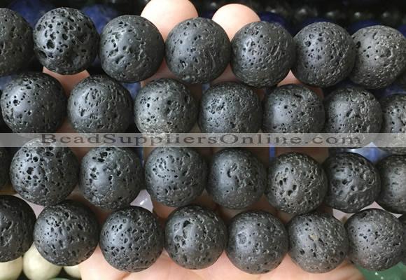 LSBS931 15 inches 20mm round black lava gemstone beads wholesale