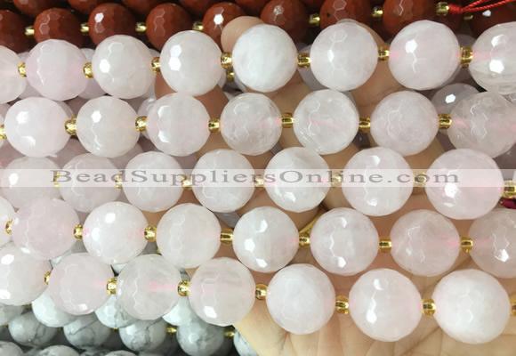 LSBS936 15 inches 16mm faceted round Rose quartz gemstone beads wholesale