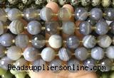 LSBS943 15 inches 16mm faceted round Banded agate gemstone beads wholesale