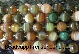 LSBS944 15 inches 16mm faceted round Banded agate gemstone beads wholesale