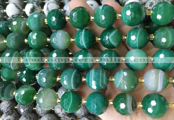 LSBS945 15 inches 16mm faceted round Banded agate gemstone beads wholesale