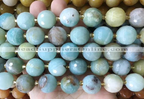 LSBS946 15 inches 16mm faceted round Amazonite gemstone beads wholesale