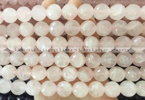 LSBS951 15 inches 14mm faceted round rose quartz gemstone beads wholesale