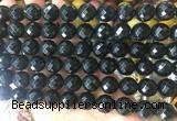 LSBS953 15 inches 14mm faceted round black agate gemstone beads wholesale