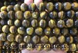 LSBS967 15 inches 14mm faceted round yellow tiger eye gemstone beads wholesale