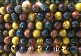 LSBS968 15 inches 14mm faceted round colorful tiger eye gemstone beads wholesale