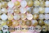 LSBS97 15 inches 16mm round yellow gum flower crystal beads wholesale