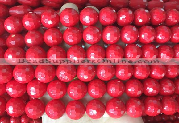 LSBS976 15 inches 14mm faceted round synthetic turquoise gemstone beads wholesale