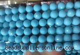 LSBS977 15 inches 14mm faceted round synthetic turquoise gemstone beads wholesale