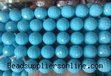 LSBS978 15 inches 16mm faceted round synthetic turquoise gemstone beads wholesale
