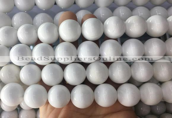 LSBS997 15 inches 16mm round white agate gemstone beads wholesale