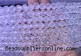 NCBS05 15 inches 8mm carved rose flower white crystal beads wholesale