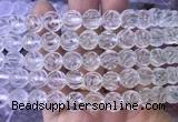 NCBS07 15 inches 12mm carved rose flower white crystal beads wholesale
