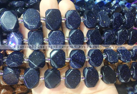 NGBS200 15 inches 10*14mm - 12*16mm faceted freeform blue goldstone beads