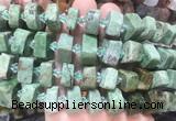 NGBS219 15 inches 10*14mm - 12*16mm faceted nuggets green opal beads