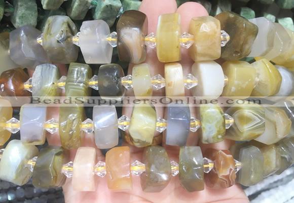 NGBS227 15 inches 10*14mm - 12*16mm faceted nuggets yellow agate beads