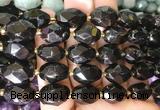 NGBS247 15 inches 8*12mm - 12*16mm faceted nuggets black tourmaline beads