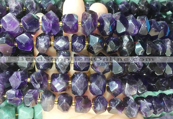 NGBS261 15 inches 10*14mm - 12*16mm faceted nuggets amethyst gemstone beads