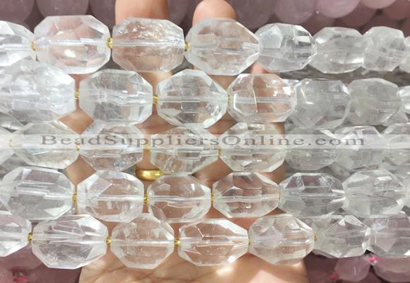 NGBS277 15 inches 10*14mm - 12*16mm faceted nuggets white crystal beads wholesale